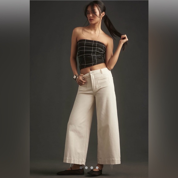 PAIGE Denim - PAIGE Harper Ankle High-Rise Wide Leg Jean in Tonal Ecru